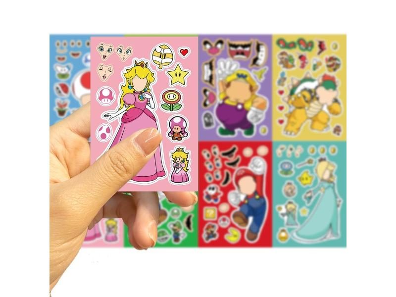 32 Sheets Kids DIY Mario Face Puzzle Stickers For Boys Girls Gifts Carousel 1