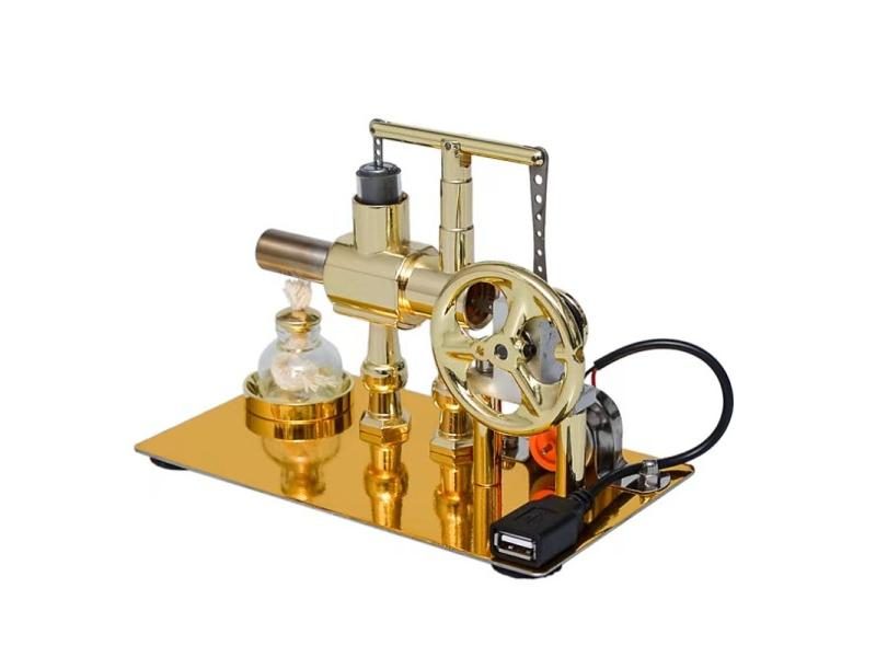 Hot Air Single Cylinder Stirling Engine Generator Physics Invention Toy Carousel 1
