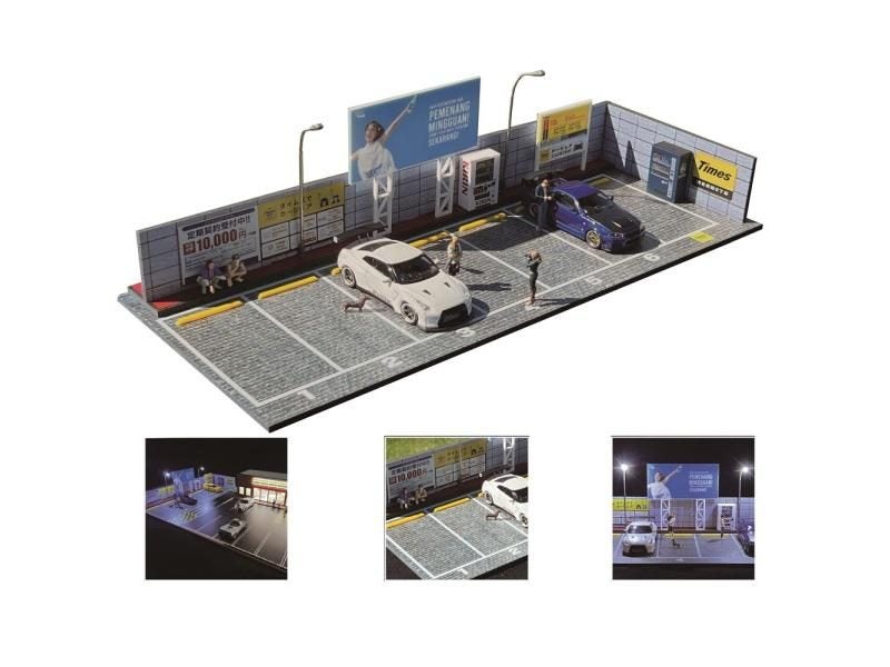 64G FANS Car Garage Diorama Model With LED Lights Parking Lots For DIY Combo Carousel 1