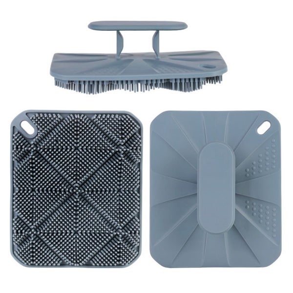 2PCS Silicone Bath Brush Exfoliating Back Scrubber & Shower Massager-Gray Carousel 1