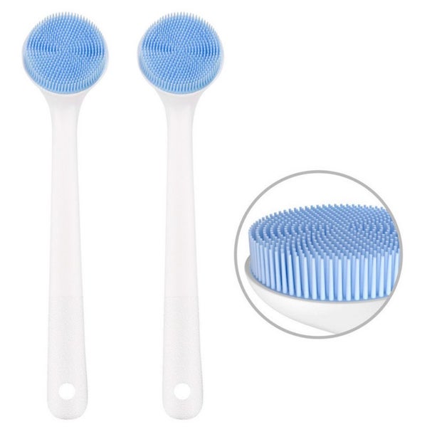Long Handle Bath Brush Silicone Non-Slip Back Scrubber & Shower Brush-Blue Carousel 1