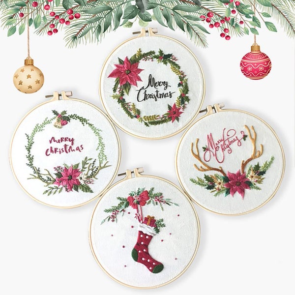 Pattern Embroidery Starter Kit Cross Stitch Merry Christmas Embroidery-Style 4 Carousel 2