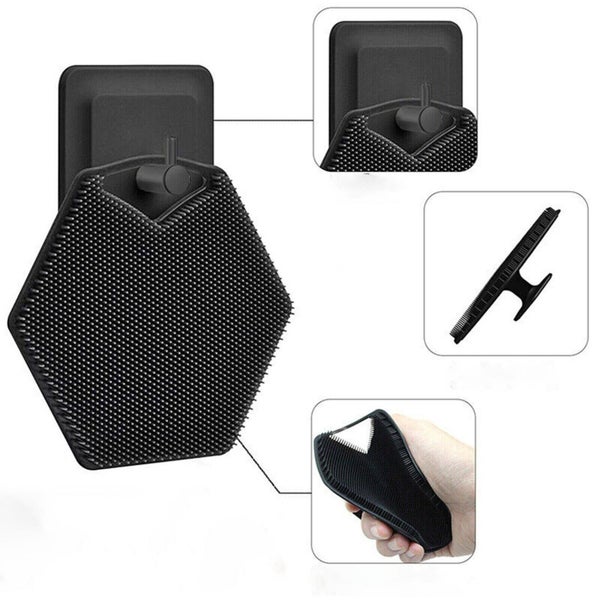 Silicone Exfoliating Bath Brush Shower Massage Scrubber with Hook-Black Carousel 3