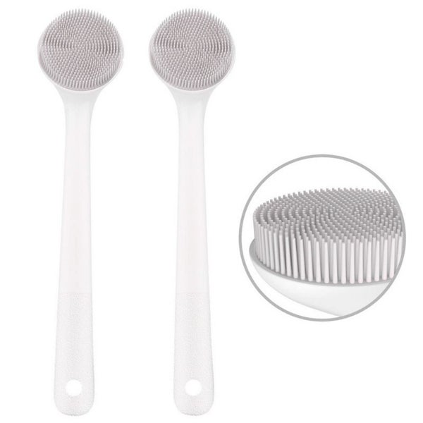 Long Handle Bath Brush Silicone Non-Slip Back Scrubber & Shower Brush-Gray Carousel 1