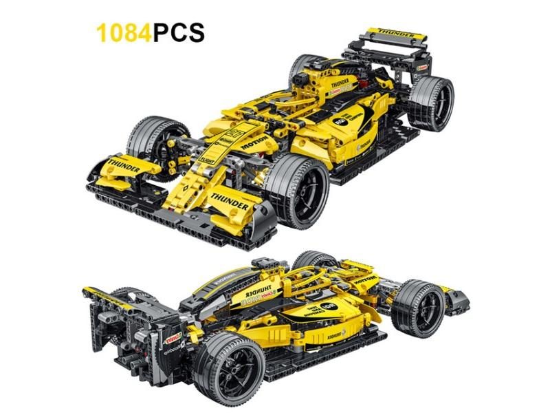 1200pcs High-Tech Formula Cars 023005 Red F1 Building Blocks Sports Racing Cars Carousel 1
