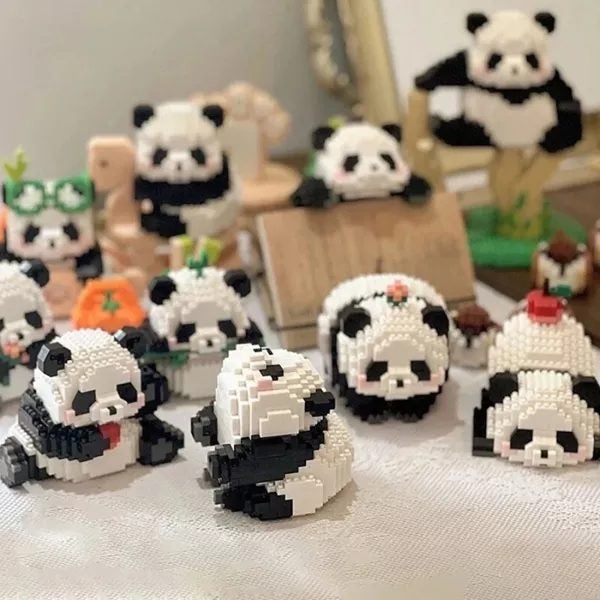 New Creative MINI Chinese Animal Panda Model Building Block MOC DIY Diamond Carousel 2