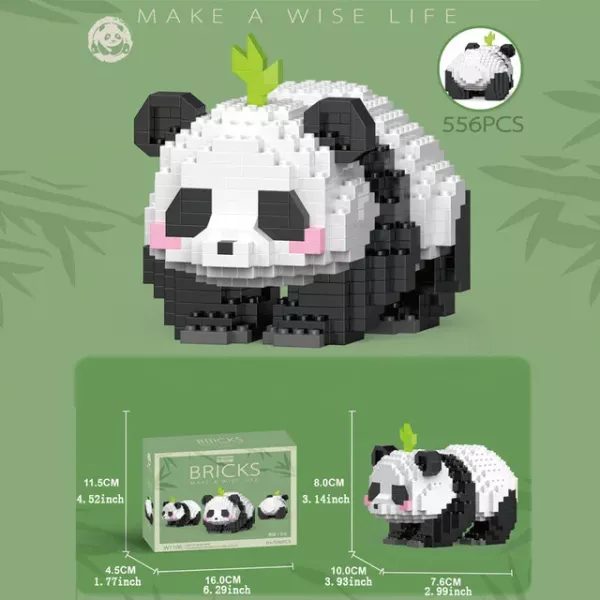 New Creative MINI Chinese Animal Panda Model Building Block MOC DIY Diamond Carousel 1