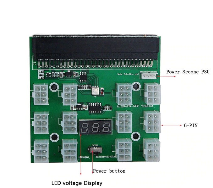 Mining Rig Power Supply 12V GPU/PSU Breakout Board PCI-E Male to Male ! HOT SALE Carousel 1