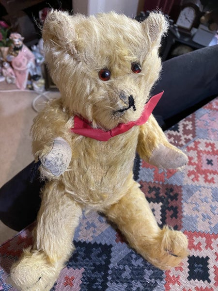 1950s (or earlier?) Very old jointed Teddy bear . Delightful Teddy! Carousel 1