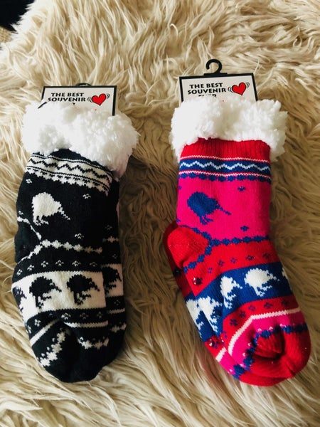 For Baby Kids Toddlers Super Comfy Soft Fluffy Kiwi Design Warm Winter Socks Carousel 1