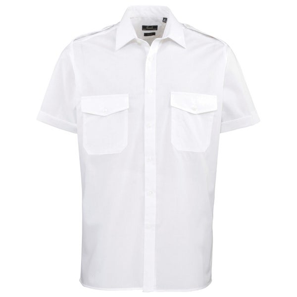 Premier Mens Short Sleeve Pilot Plain Work Shirt Carousel 1