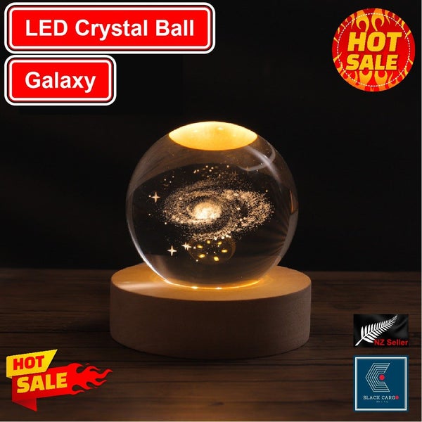 Brand New 3D Galaxy Crystal Ball Glass Ball LED Wooden Base *Sale NOW*62933735050881115