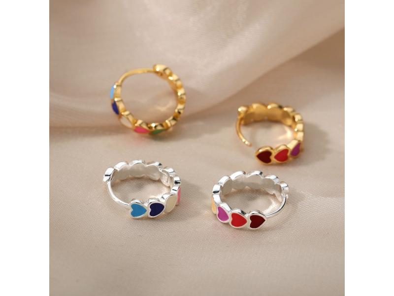 Aesthetic Stainless Steel Hoop Earrings For Women Gold Color Minimalist Heart Carousel 1