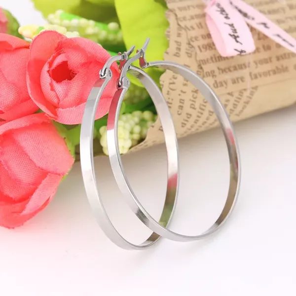 Stainless Steel Hoop Earrings For Women Big Round Circle Hoop Earring Pop Carousel 1