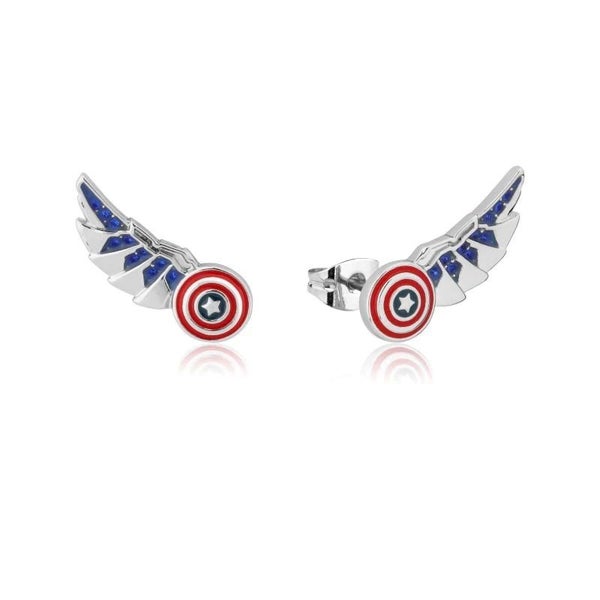 Marvel Couture Kingdom - Captain America Wings Stud Earrings Silver Carousel 1