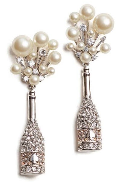 Kate Spade champagne celebration earrings - pearls & crystals - rare Carousel 1