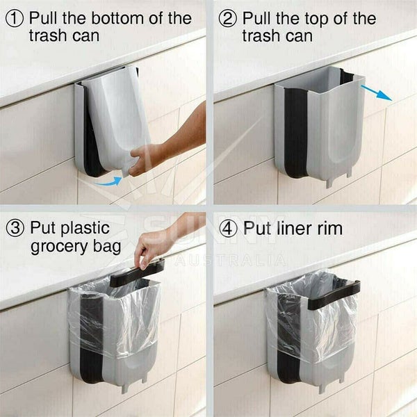 12L Kitchen Wall Mounted Foldable Rubbish Bin Cabinet Door Cupboard Hanging Carousel 1