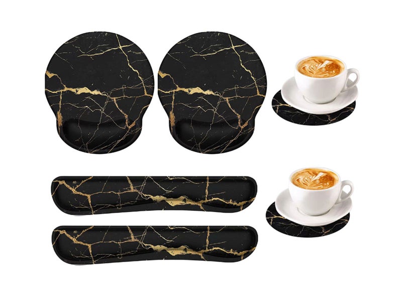 2 X Keyboard Mouse Wrist Rest Pad Sets With Coaster Memory Foam Style 4 Carousel 1