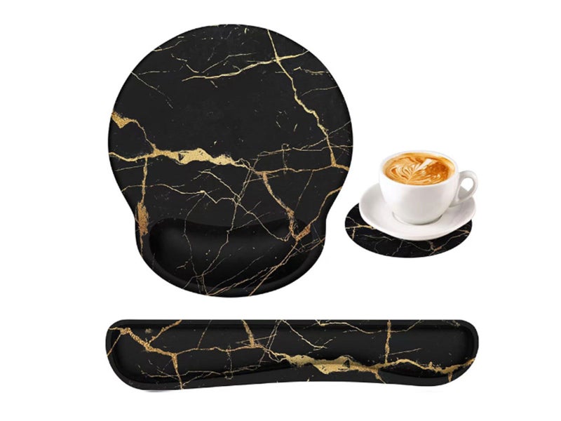 2 X Keyboard Mouse Wrist Rest Pad Sets With Coaster Memory Foam Style 4 Carousel 2