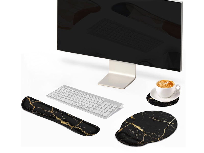 2 X Keyboard Mouse Wrist Rest Pad Sets With Coaster Memory Foam Style 4 Carousel 6