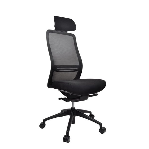 Konfurb Luna High Back Ergonomic Chair with Nylon Base, Head Rest, Black Carousel 1