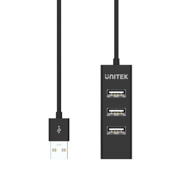 Unitek 4 Port USB-A 2.0 High Speed Hub - Black 0.8m - Data Transfer Speed up to Carousel 6