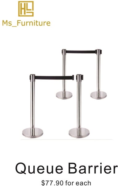 Crowd Control Queue Barrier Fence/ SET 1 pair/ Adjustable/ Silver/ Isolation/NEW Carousel 1