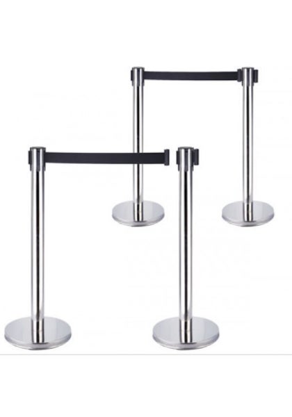 Crowd Control Queue Barrier Fence/ New/ Adjustable/ Silver/ Isolation Carousel 2