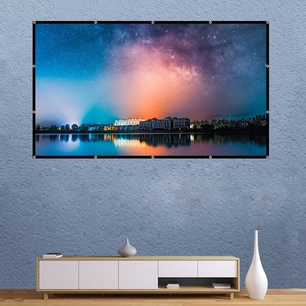 Folding Milk Silk Polyester Projector Film Curtain - Size 84 Inch 4:3 Project... Carousel 1