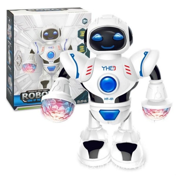Electric Hyun Dance Robot Led Light Music Children Educational Toys White Carousel 1