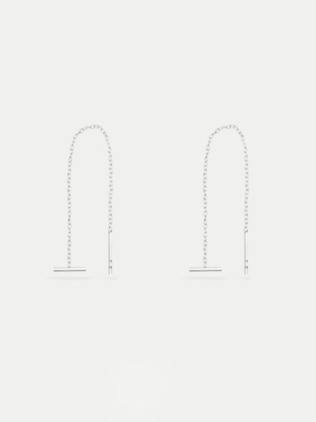 Sterling Silver Cross Bar Thread Drop Earring Carousel 1
