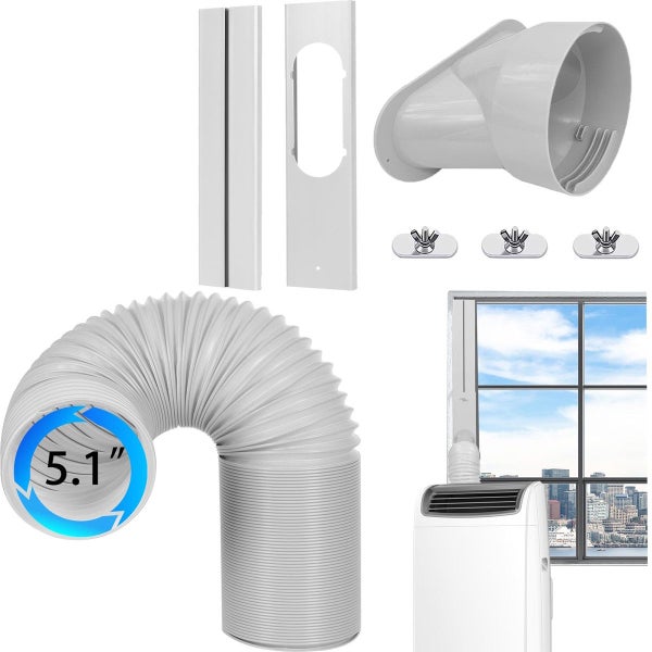 Portable AC Window Vent Kit 1.5m 5.1inch Exhaust Hose 130mm flat nozzle 1.3m of Carousel 2