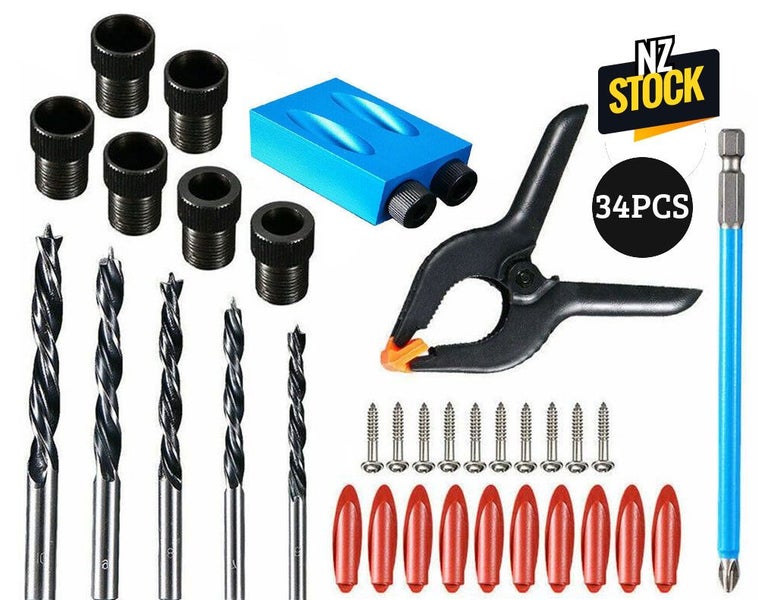 34pcs Pocket Hole Jig Kit Dowel Drill Joinery Screw Kit - (NZ CLEARANCE) Carousel 1