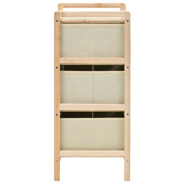 Storage Racks With 3 Fabric Baskets 2 Pcs Beige Cedar Wood Storage Bins & Basket Carousel 6