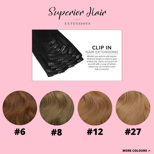 24" A Grade (7pcs) Clip In 100% Human Hair Extensions Carousel 1