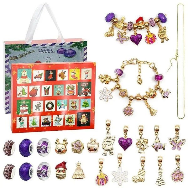 DIY 24 Days Christmas Countdown Calendar Bracelets Set Carousel 1