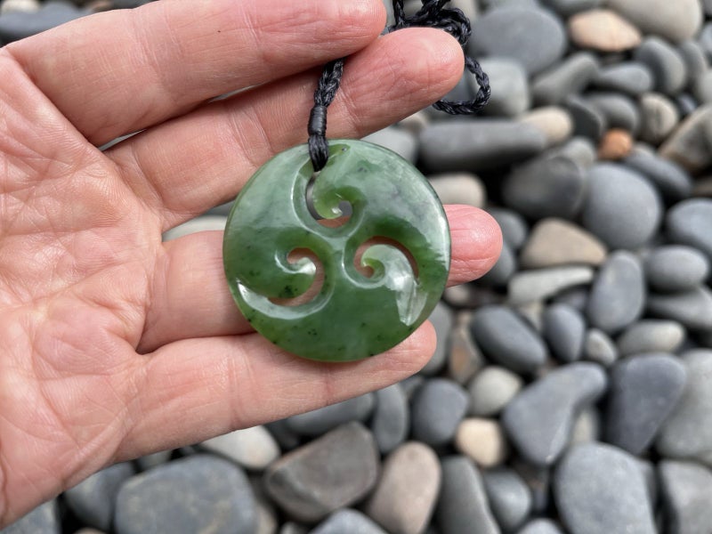Greenstone Nephrite Jade Triple Koru #TCKORUCS Carousel 1