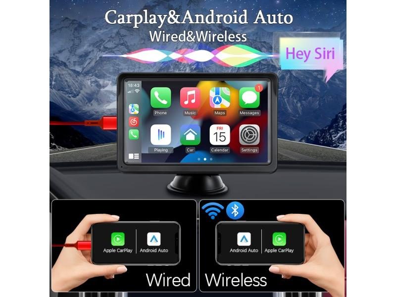 Hippcron CarPlay Android Auto Car Radio Multimedia Video Player 7inch Portable Carousel 2