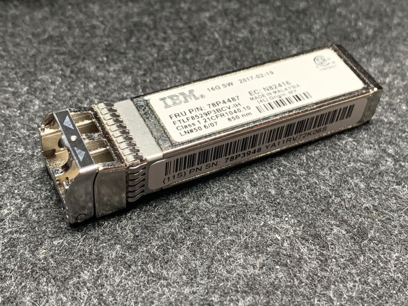 IBM GBIC FTLF8529P3BCV-IH 850nm 150m 16Gbps MMF SFP+ Transceiver Module 78P4487 Carousel 1