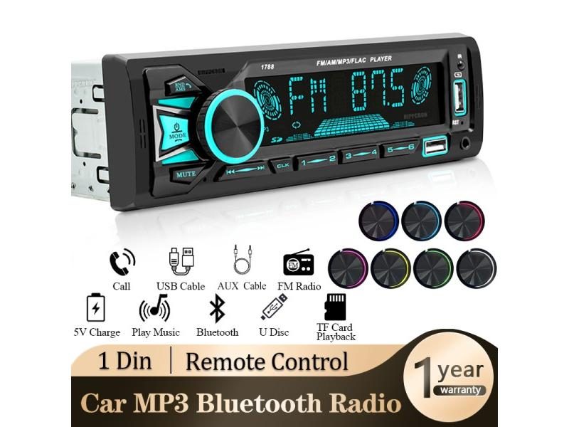 Hippcron Car Radio 1din Srereo MP3 Player Bluetooth FM Receiver With Remote Carousel 2