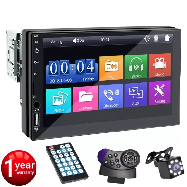 Car Radio 1 Din MP5 Multimedia Player 7 Inch Touch Screen FM ISO Power Aux Carousel 1