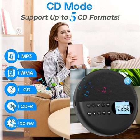 Multi Function Bluetooth CD Player,Dual Speaker Stereo Carousel 7