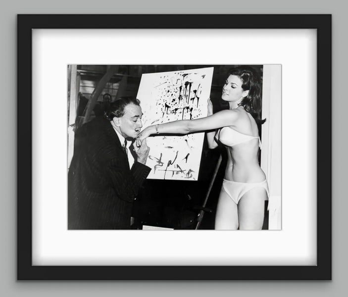 Salvador Dalí & Raquel Welch | B&W Vintage Wall Art | Framed Photo 1/12 Carousel 1