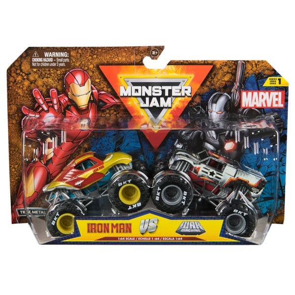 Monster Jam 1:64 Scale Duo Series: Marvel Official Iron Man Vs. War Machine Carousel 1