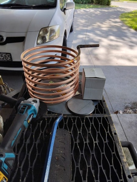 Copper coil 12.7mm x 7.5 metres with connections and fittings. Carousel 1
