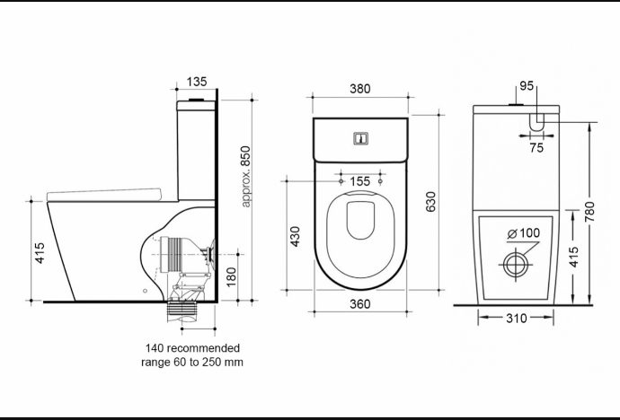 Toilet Suite T8203 Rimless flush back to wall Carousel 2