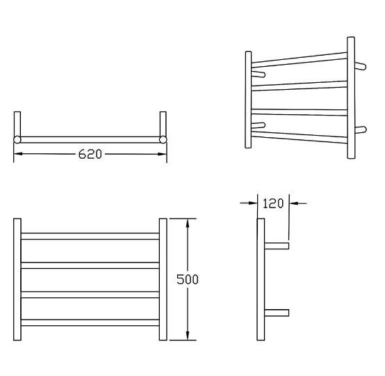 Clearance Sale!!! 4 Bar Black Heated Towel Rail Round Carousel 2