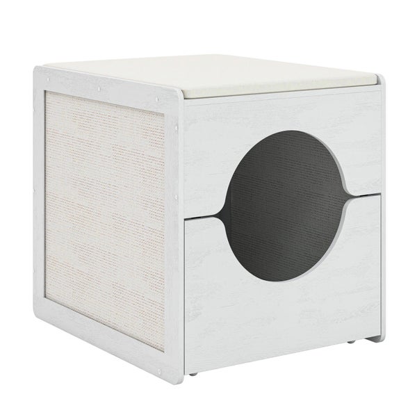 Zoomies Pull-Out Cat Litter Box Enclosure - White Carousel 1
