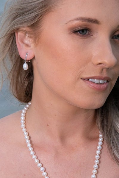 Genuine Sterling Silver and Cultured Pearl Clip On Drop Earrings Carousel 2