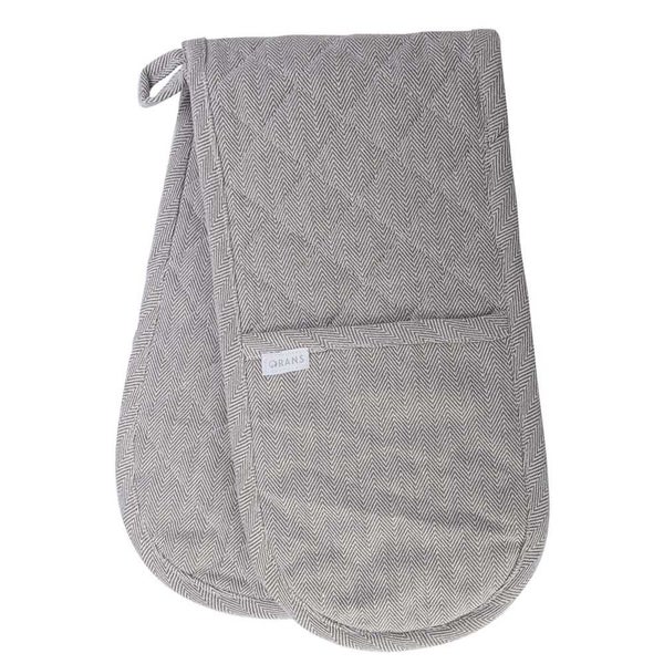 Rans Herringbone Double Oven Mitt Charcoal Carousel 1